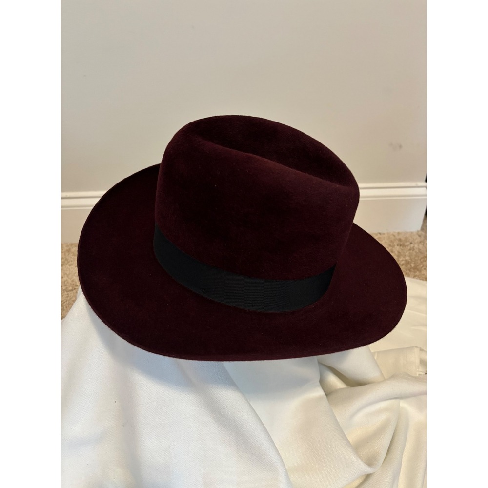 Lock & Co Hatters London Burgundy Wool Felt Fedora Hat Made in England